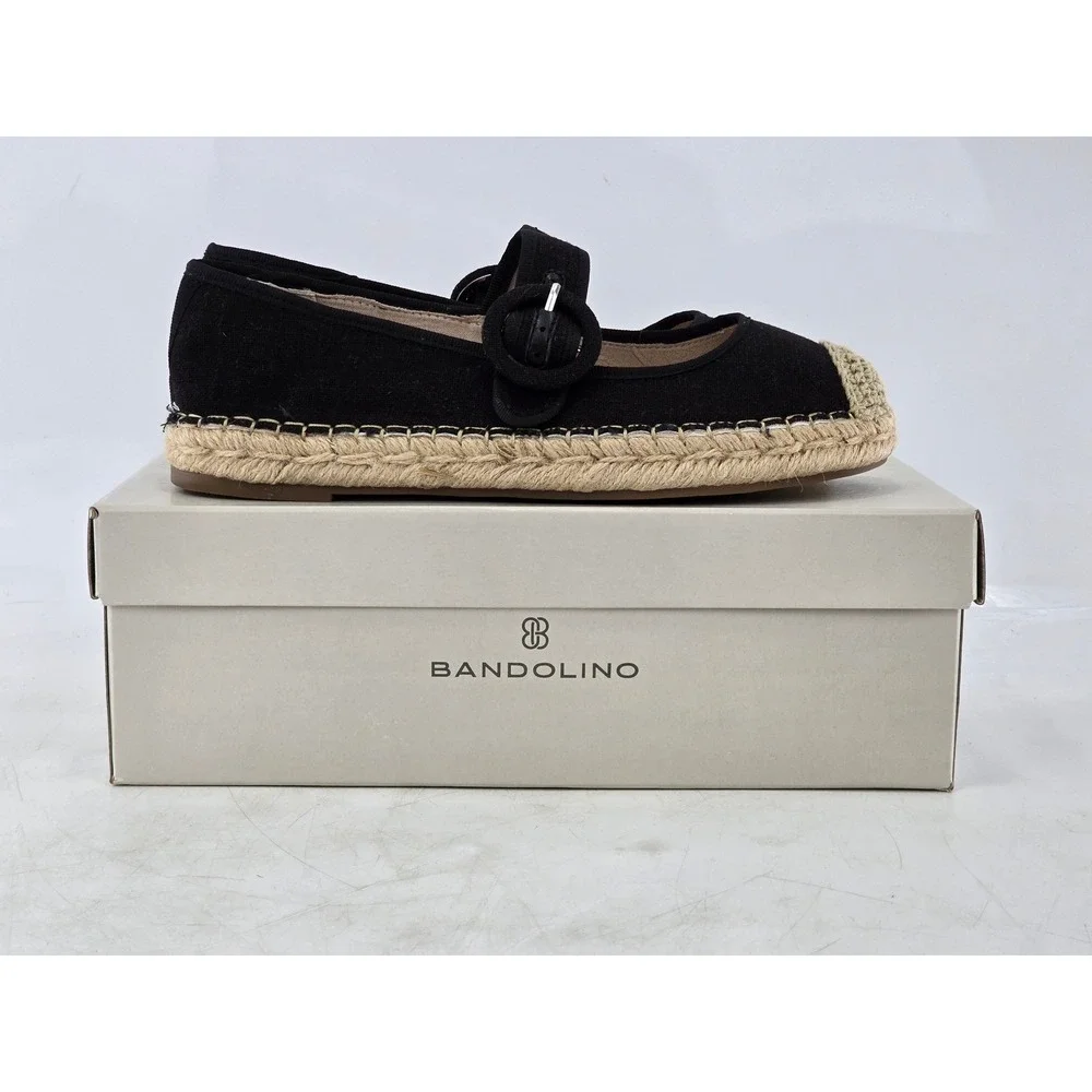 Bandolino Pannie2 Espadrille Flats Womens 8 Black Mary Jane Buckle - Excellent